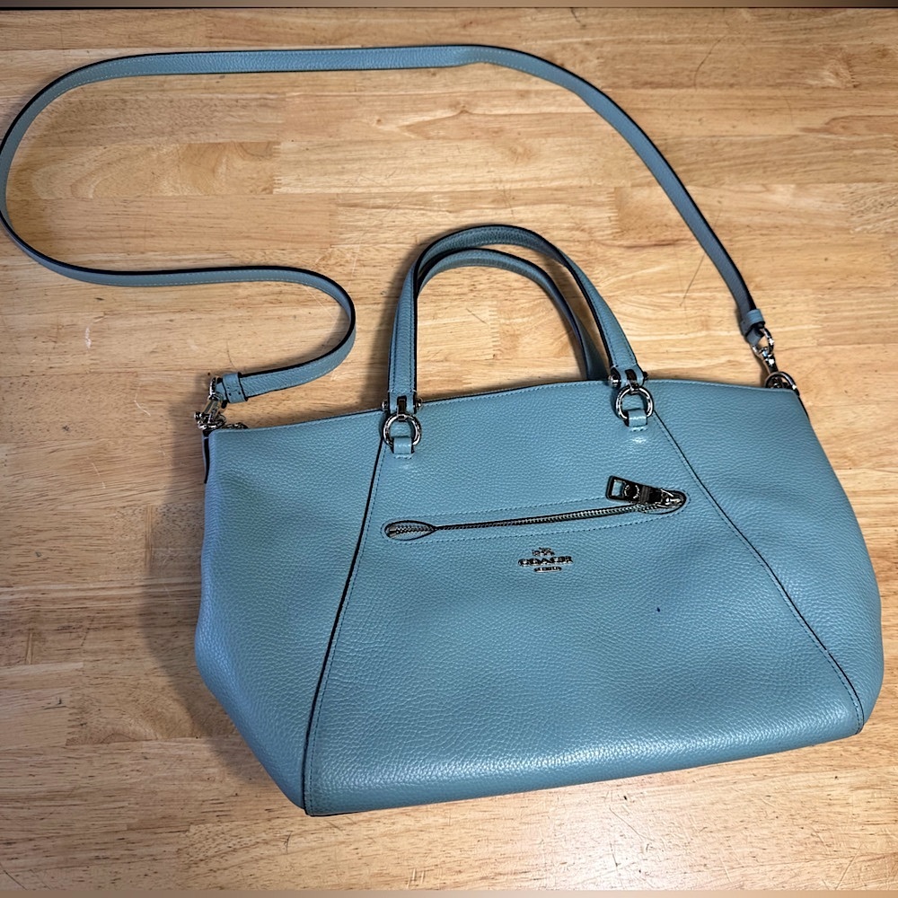 Coach Blue Pebble Leather Bag